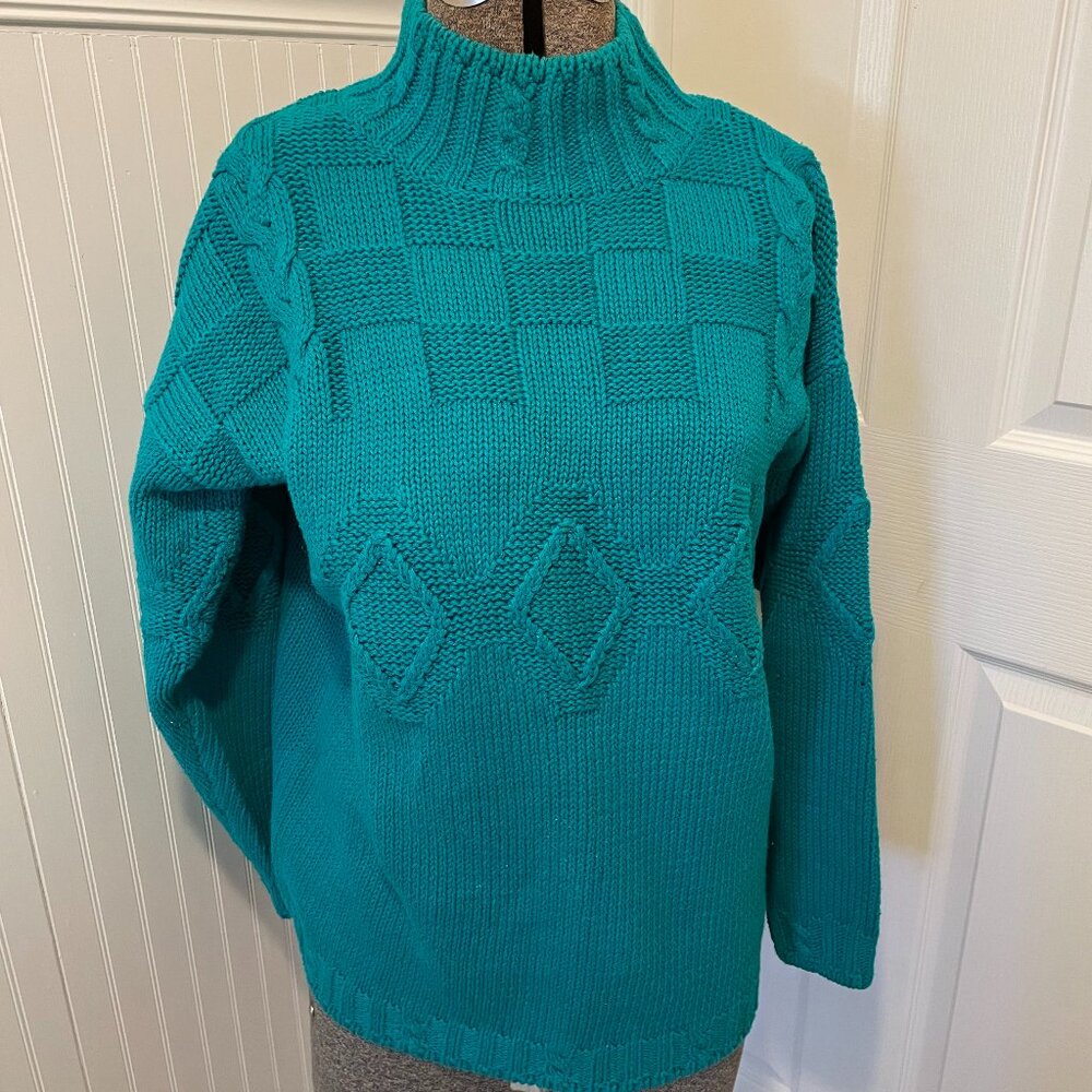 VTG KELLY GREEN RAMIE AND COTTON SWEATER SIZE M BY CASUAL CORNER